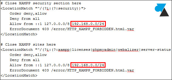 XAMPP Apache securite allow from