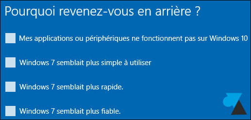 tutoriel revenir downgrade Windows 10 vers Windows 7