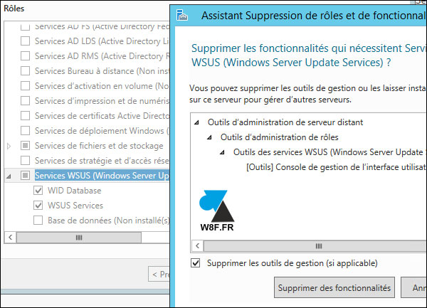 tutoriel supprimer desinstaller WSUS Windows Server Update Services