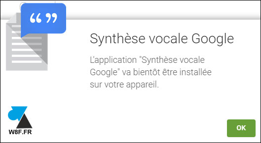 Google Android PlayStore synthese vocale installer