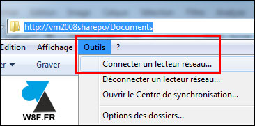 tutoriel connecteur lecteur reseau Windows sur partage SharePoint Server