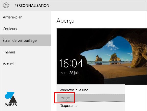 tutoriel Windows 10 changer photo écran verrouillage