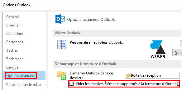 tutoriel Outlook supprimer mails en quittant