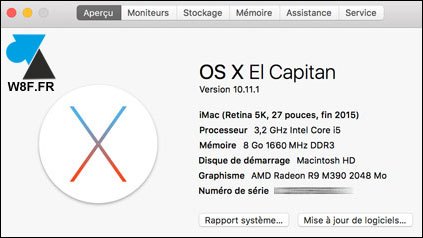 A propos de ce Mac iMac Macbook Pro Air