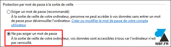 Mot de passe veille windows 10