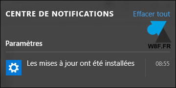 notification redemarrage automatique Windows Update 10