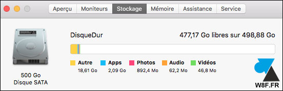 tutoriel OSX macOS Sierra about a propos disque dur