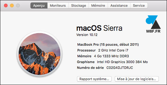 tutoriel OSX macOS Sierra about a propos