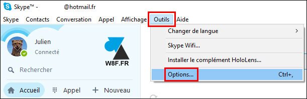 tutoriel Skype option