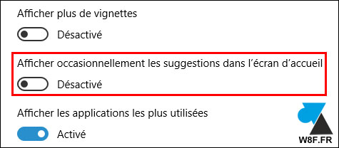 tutoriel Windows 10 desactiver pub publicité suggestion menu demarrer ecran accueil
