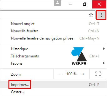 imprimer page web internet fichier PDF Google Chrome