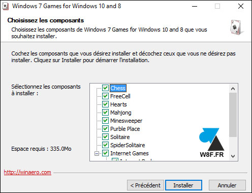 télécharger installer jeux Windows 7 sur Windows 10 Spider Solitaire Demineur Freecell Mahjong