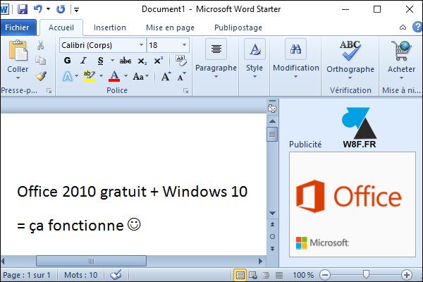 tutoriel Microsoft Office gratuit Windows 10 Word