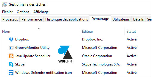 tutoriel Windows 10 Gestionnaire des taches demarrage startup