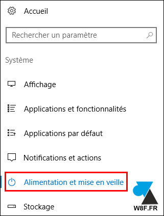 tutoriel Windows 10 paramètres alimentation mise en veille