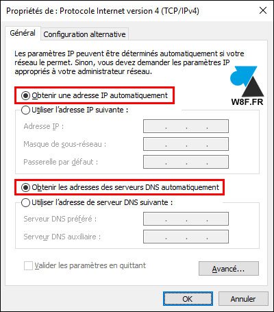 tutoriel Windows 10 adresse IP automatique DHCP