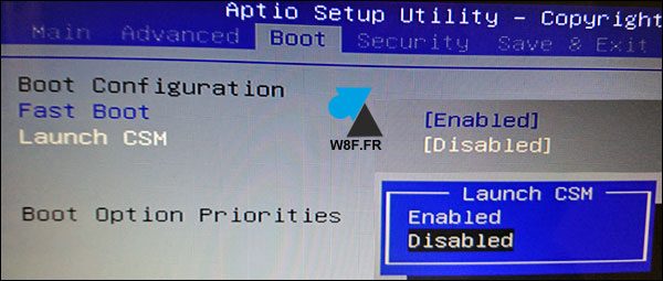 Bios UEFI Asus Launch CSM Disabled Enabled