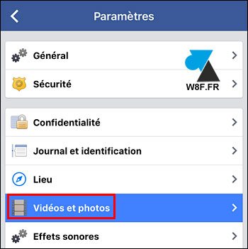 tutoriel configurer Facebook iPhone iPad photo video HD 4K iOS