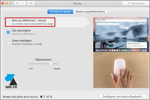 tutoriel macOS Mac souris sens defilement naturel Apple Magic Mouse