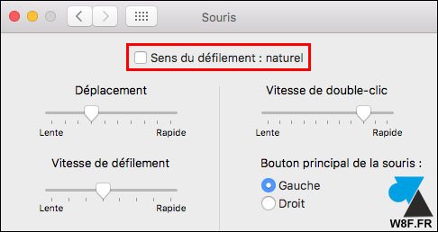 tutoriel macOS Mac souris sens defilement naturel