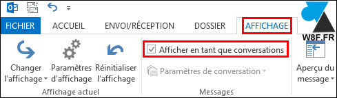 tutoriel Microsoft Outlook afficher vue conversation mail e-mail messages