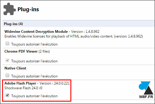 tutoriel Google Chrome plugin Adobe Flash Player