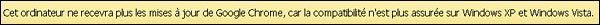 erreur Google Chrome Windows XP Vista