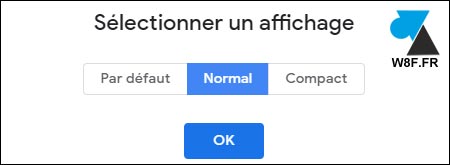Gmail densité affichage messages