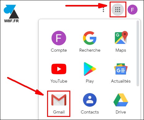 menu Google icone Gmail
