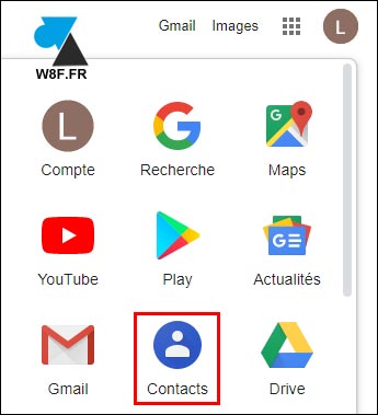 google menu contacts gmail