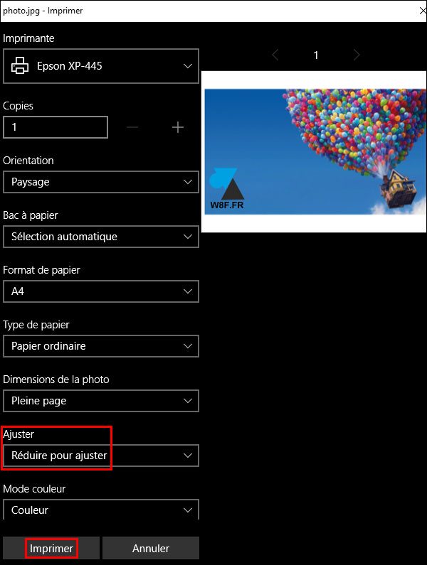 tutoriel imprimer photo Windows 10