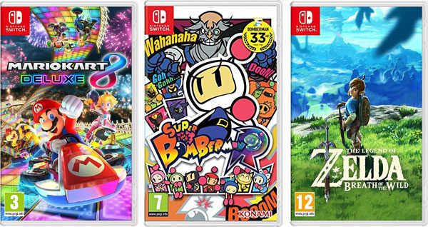 Nintendo Switch jeu Mario Kart Zelda Bomberman