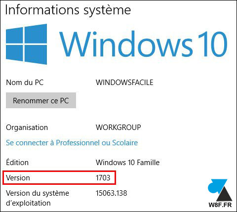 tutoriel WIndows 10 Informations systeme version OS