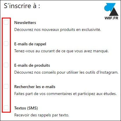 tutoriel desactiver notification mail spam Instagram IG
