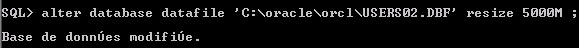 tutoriel Oracle resize tablespace