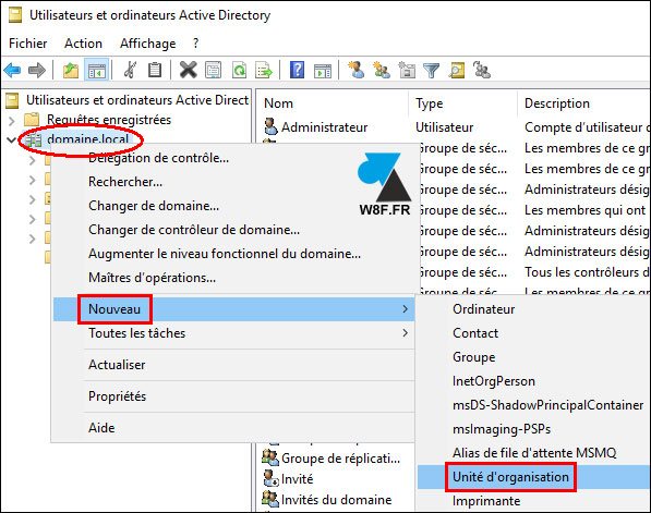 tutoriel Windows Server 2016 WS2016 Active Directory users utilisateurs OU