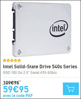 disque intel ssd 180go 60 euros