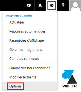 tutoriel outlook webmail options