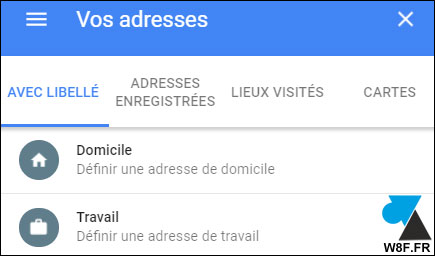 tutoriel Google Maps adresse domicile travail