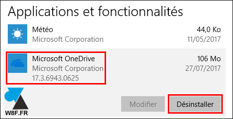 tutoriel désinstaller supprimer logiciel OneDrive cloud Microsoft Windows 10