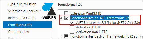 tutoriel Windows Server 2016 R2 installer NET Framework 3.5 3.0 2.0