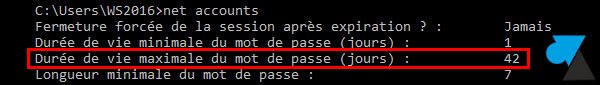 tutoriel supprimer expiration mot de passe Windows Server 2016 R2