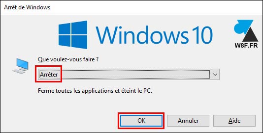 tutoriel arreter PC Windows 10 alt f4