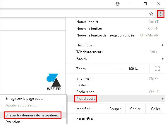 tutoriel vider cache temporaire Google Chrome