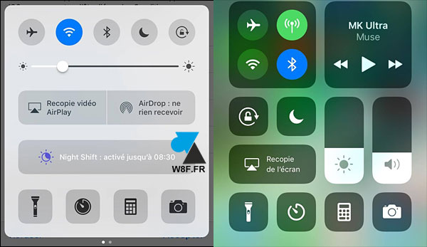 centre controle iOS10 iOS11