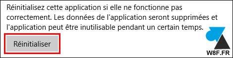 tutoriel remettre à zéro application windows store