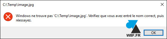 erreur ouvrir photo image Windows 10