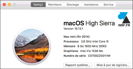 tutoriel macOS Mac High Sierra 10.13 a propos about