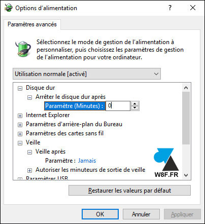 tutoriel Windows 10 option alimentation