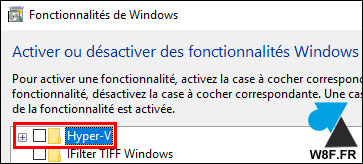 activer desactiver fonctionnalité Windows Hyper V